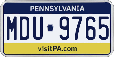 PA license plate MDU9765