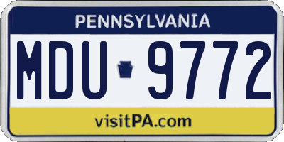 PA license plate MDU9772