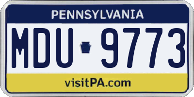 PA license plate MDU9773