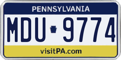 PA license plate MDU9774