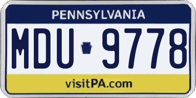 PA license plate MDU9778