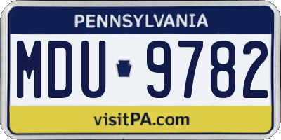 PA license plate MDU9782