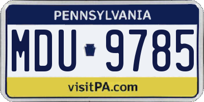 PA license plate MDU9785