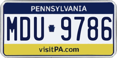 PA license plate MDU9786