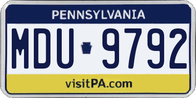 PA license plate MDU9792