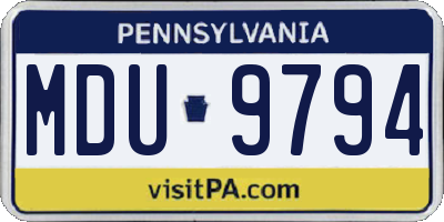 PA license plate MDU9794