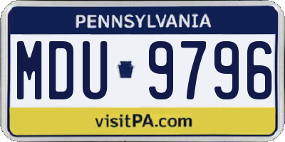 PA license plate MDU9796
