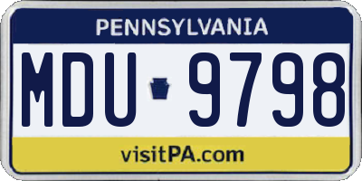 PA license plate MDU9798