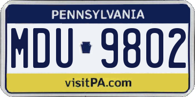 PA license plate MDU9802