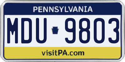 PA license plate MDU9803