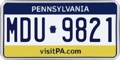 PA license plate MDU9821