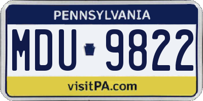 PA license plate MDU9822