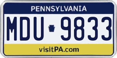 PA license plate MDU9833