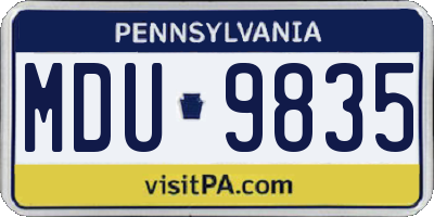 PA license plate MDU9835