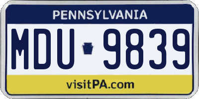 PA license plate MDU9839