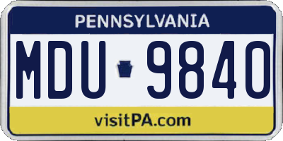 PA license plate MDU9840