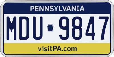 PA license plate MDU9847