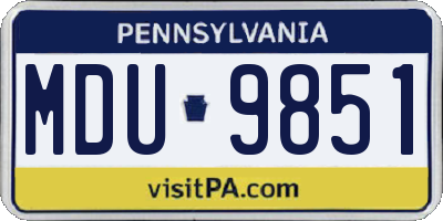 PA license plate MDU9851