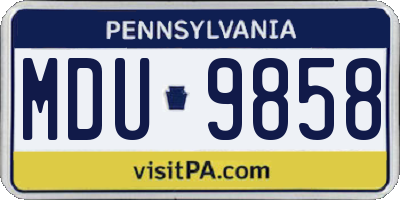 PA license plate MDU9858