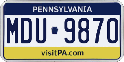 PA license plate MDU9870
