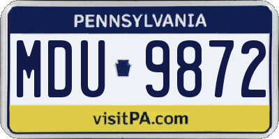 PA license plate MDU9872