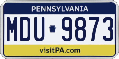 PA license plate MDU9873