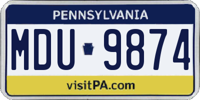 PA license plate MDU9874