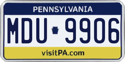 PA license plate MDU9906