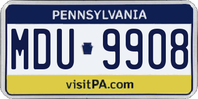 PA license plate MDU9908
