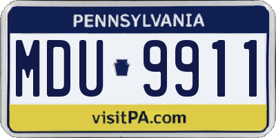 PA license plate MDU9911