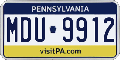 PA license plate MDU9912