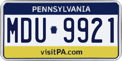PA license plate MDU9921