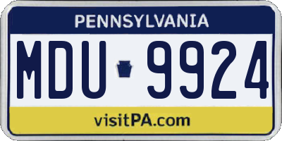 PA license plate MDU9924