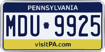 PA license plate MDU9925