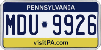 PA license plate MDU9926