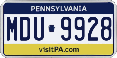 PA license plate MDU9928