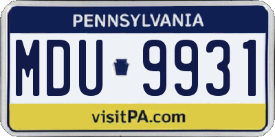 PA license plate MDU9931