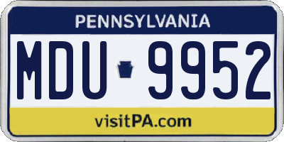 PA license plate MDU9952