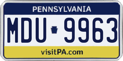PA license plate MDU9963