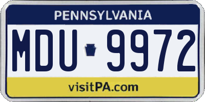 PA license plate MDU9972