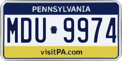 PA license plate MDU9974