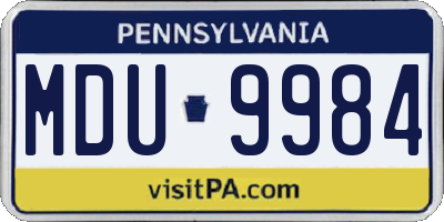PA license plate MDU9984