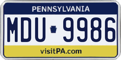 PA license plate MDU9986