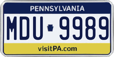 PA license plate MDU9989