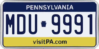 PA license plate MDU9991