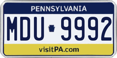 PA license plate MDU9992