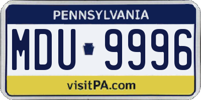 PA license plate MDU9996
