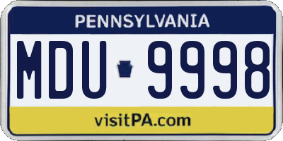 PA license plate MDU9998