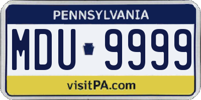 PA license plate MDU9999
