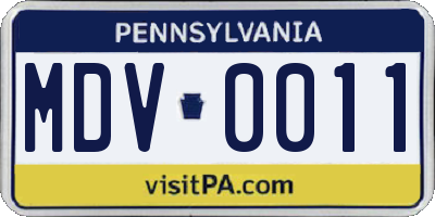PA license plate MDV0011